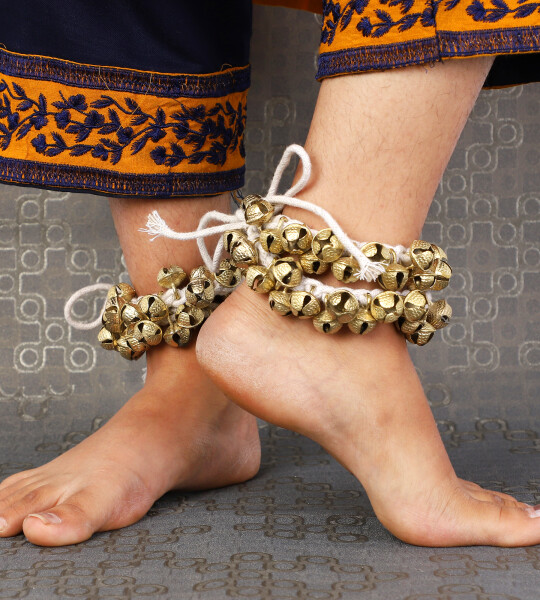 Indian Classical Kathak Ghungroo Pair 16 No. Big Bells Tied with Cotton Cord For Anklet Musical Instrument-50 Bells