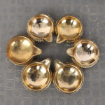 Brass Indian Puja Oil Lamp Golden Kuber Diya Lamp Engraved Diya Oil Lamps-Pack of 6