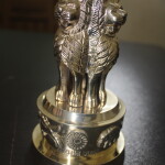 Golden Finish Brass Ashoka Pillar Indian Table Décor
