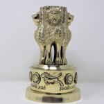 Golden Finish Brass Ashoka Pillar Indian Table Décor