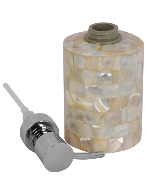 HANDTECHINDIA Mother of Pearl Refillable Hand Soap Dispenser Dish Soap Bathroom Countertop Soap Dispenser Leak Proof