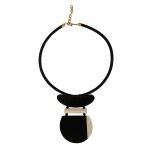 Horn with Bone Necklace Chunky Collar, Acrylic With Horn Pendant Bib Statement Necklace Costume Jewelry for Women