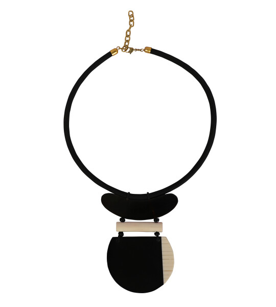 Horn with Bone Necklace Chunky Collar, Acrylic With Horn Pendant Bib Statement Necklace Costume Jewelry for Women