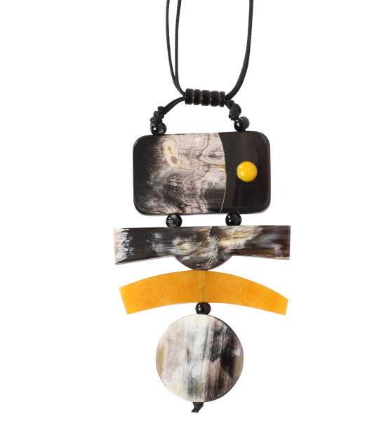 Horn Necklace Chunky Collar, Acrylic With Horn Pendant Bib Statement Necklace Costume Jewelry for Women-RESIN