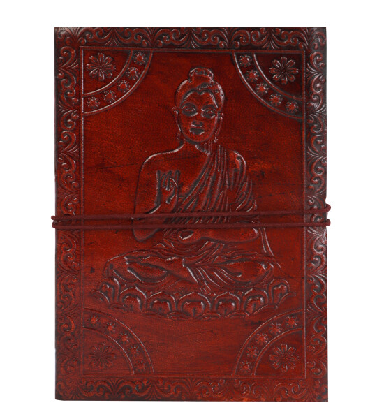 Genuine Leather Handmade Paper Diary Notebook Journal Size 5x7  Diary Planner Writing Notepad Pocket-BUDDHA
