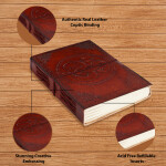 Genuine Leather Handmade Paper Diary Notebook Journal Size 5x7  Diary Planner Writing Notepad Pocket-OM