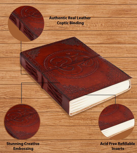 Genuine Leather Handmade Paper Diary Notebook Journal Size 5x7  Diary Planner Writing Notepad Pocket-OM