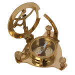 Magnetic Compass with Beautiful Brass Finish Sundial Sun Clock 3 Inch Navigation Pocket Compass