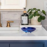 Draining Soap Dish Premium Resin Soap Holder Soap Saver Easy Clean with a Little Water Extend Soap Life (Blue)