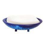 Draining Soap Dish Premium Resin Soap Holder Soap Saver Easy Clean with a Little Water Extend Soap Life (Blue)