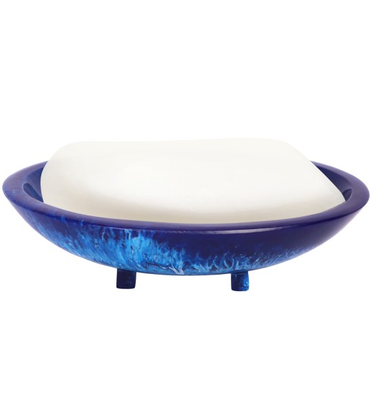 Draining Soap Dish Premium Resin Soap Holder Soap Saver Easy Clean with a Little Water Extend Soap Life (Blue)