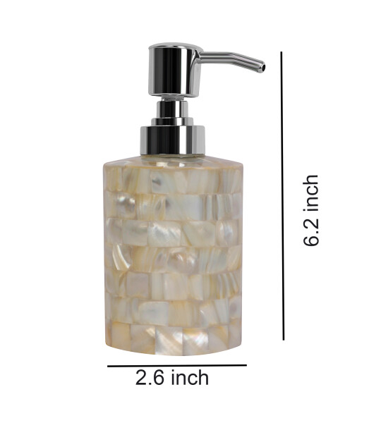Mother of Pearl Bathroom Counter Top Accessory Soap Dispenser-ROUND BASE